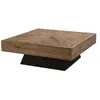 Image de MACABANE ANDRIAN - Table basse carrée marron 99.5x99.5cm bois Pin recyclé piètement noir