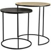 Image de MACABANE JONAS - Set de 2 tables dappoint gigognes rondes aluminium doré et noir - pieds ronds métal noir