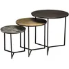Image de MACABANE JONAS - Set de 3 tables gigognes rondes aluminium noir doré argenté - pieds métal noir