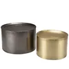 Image de MACABANE JOHAN - Set de 2 tables dappoint rondes métal gris anthracite et doré