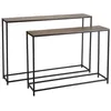 Image de MACABANE JOHAN - Set de 2 consoles gigognes aluminium doré et noir pieds métal