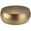 Image de MACABANE JOHAN - Table basse ronde 106x106cm effet martelé aluminium doré