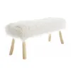Image de MACABANE SACHA - Banc 120x40cm peau de mouton couleur blanc pieds bois naturel
