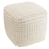 Image de MACABANE SACHA - Pouf carré en laine texturée couleur blanc