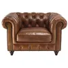 Image de MACABANE GASTON - Fauteuil CHESTERFIELD capitonné vintage cuir marron