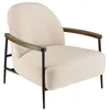 Image de MACABANE GASTON - Fauteuil tissu bouclette blanc structure métallique