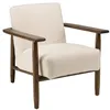 Image de MACABANE GASTON - Fauteuil tissu bouclette blanc structure en bois