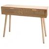 Image de Console couleur naturelle 2 tiroirs bois pin cannage - MACABANE - ROMEO - Verni - MDF plaqué frêne rotin