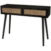 Image de Console noire bois 2 tiroirs cannage - MACABANE - EMILIO - Style Scandinave - MDF plaqué frêne rotin et pin