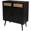 Image de Buffet bois noir 2 tiroirs cannage 2 portes - MACABANE - EMILIO - Scandinave - Moderne