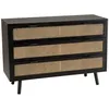 Image de MACABANE ANGELO - Commode bois noire 3 tiroirs cannage naturel
