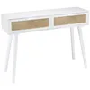 Image de MACABANE SANDRO - Console blanche 2 tiroirs cannage naturel et bois blanc