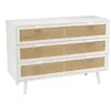 Image de MACABANE SANDRO - Commode blanche 3 tiroirs cannage naturel et bois blanc