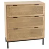 Image de MACABANE MARCEAU - Commode en bois 3 tiroirs cannage naturel pieds métal noir