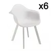 Image de MACABANE MALO - Lot de 6 fauteuils blancs dossier arrondi