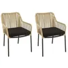 Image de MACABANE MALO - Lot de 2 fauteuils cordage naturelle coussin assise noir
