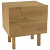 Image de MACABANE ETHAN - Table de chevet bois 2 tiroirs motif arrondi couleur naturelle