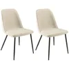 Image de MACABANE TOM - Lot de 2 chaises tissu écru dossier droit pieds acier noir
