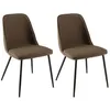 Image de MACABANE TOM - Lot de 2 chaises tissu marron dossier droit pieds acier noir