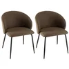 Image de MACABANE TOM - Lot de 2 chaises tissu marron dossier arrondi pieds acier noir