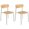 Image de MACABANE TOM - Lot de 2 chaises « écolier » bois de frêne pieds acier vert