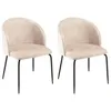 Image de MACABANE TOM - Lot de 2 chaises dossier enveloppant tissu velours beige