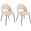 Image de MACABANE TOM - Lot de 2 chaises dossier ouvert tissu velours beige pied noir