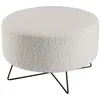 Image de MACABANE AGATHE - Pouf rond tissu bouclette blanc pieds croisés métal noir