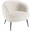 Image de MACABANE AGATHE - Fauteuil cosy tissu bouclette blanc pieds métal noir