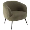 Image de MACABANE AGATHE - Fauteuil cosy tissu bouclette vert kaki pieds métal noir