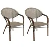 Image de MACABANE VIANNEY - Lot de 2 chaises de jardin bistrot en acier textilène taupe