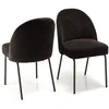 Image de MACABANE ULYSSE - Lot de 2 chaises tissu noir pieds acier noir