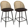 Image de MACABANE LEA - Lot de 2 tabourets assise tissu noir dossier effet cannage