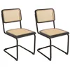Image de MACABANE PIERRE - Lot de 2 chaises assise bois noir/cannage naturel pieds métal