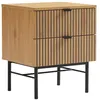 Image de MACABANE SCOTT - Table de chevet bois tiroirs décor effet rainuré noir et beige
