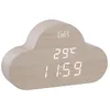 Image de T’nB - Réveil Numérique Nuage avec LED Réveil Multifonction Eclairage Ajustable 3 Alarmes Programmables   Finition Bois