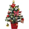 Image de Sapin de Noël artificiel - 50 cm Mini - Lumineux LED - Rouge et Or - Sapin de table