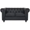 Image de Canapé Chesterfield 2 places - MENZZO - Noir - Fixe - 80 cm - Cuir - Classique - Intemporel