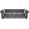 Image de Canapé Chesterfield Velours Argent - MENZZO - 3 places - Gris - Elégance - Chic - Moelleux