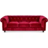 Image de Grand canapé 3 places Chesterfield Velours Rouge