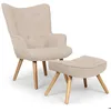 Image de Fauteuil scandinave - MENZZO - Lylou - Tissu/Bois - Beige - Avec accoudoirs - 1 place