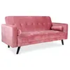 Image de MENZZO Canapé convertible clic-clac scandinave Slow Velours Rose -L186 x P75 x H89 cmPosition lit : L186 x P107 x H89 cm
