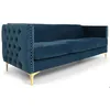 Image de Canapé 3 places - MENZZO - Joshua - Velours - Bleu - Confortable - Capitonné