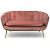 Image de MENZZO Canapé 2 places arrondi Brenda Velours Rose pieds Or -L138 x P72 x H78 cm