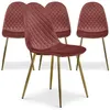 Image de MENZZO Lot de 4 chaises matelassées Norway Velours Rose - Chaises Salle À Manger