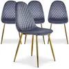 Image de MENZZO Lot de 4 chaises matelassées Norway Velours Argent - Chaises Salle À Manger