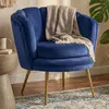 Image de MENZZO Fauteuil arrondi Brenda Velours Bleu
