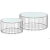 Image de MENZZO Ensemble de 2 tables basses rondes Universe Verre Blanc et Métal Gris