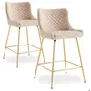 Image de Lot de 2 chaises de bar Bellamy Velours Beige pieds Or