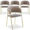 Image de MENZZO Lot de 4 chaises Tabata Velours Taupe - Chaises Salle À Manger